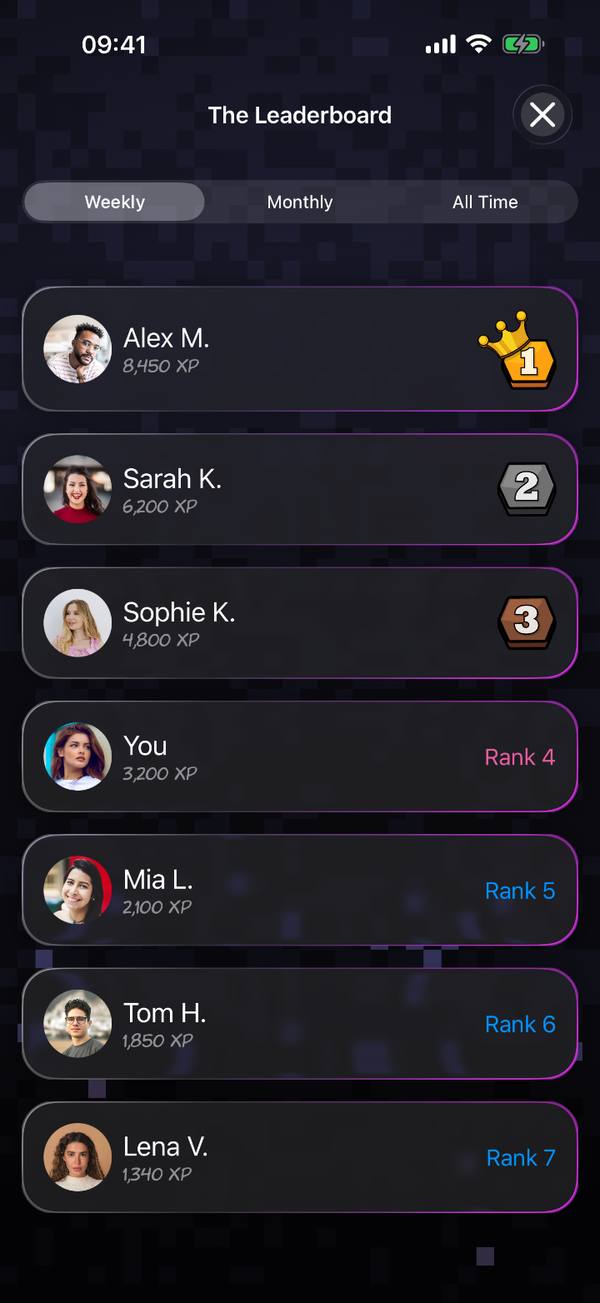 Super Human The Leaderboard screen