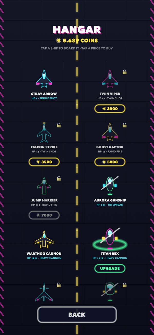 Altitude Zero The hangar screen