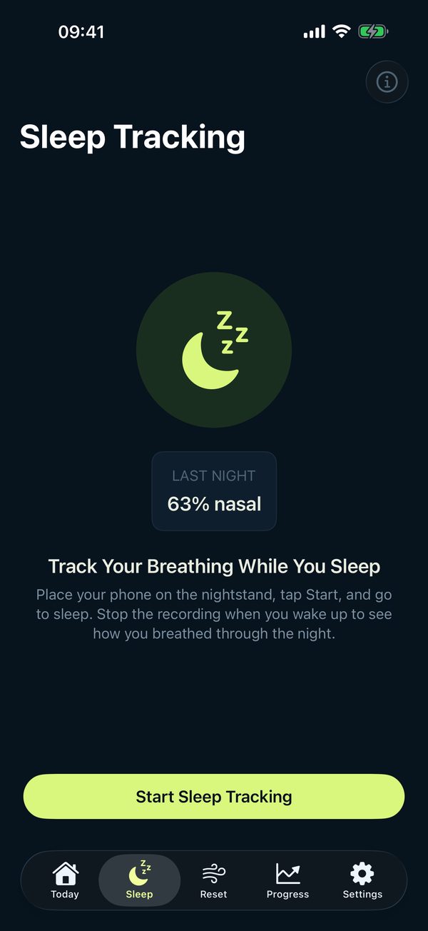 Nostril Sleep tracking screen