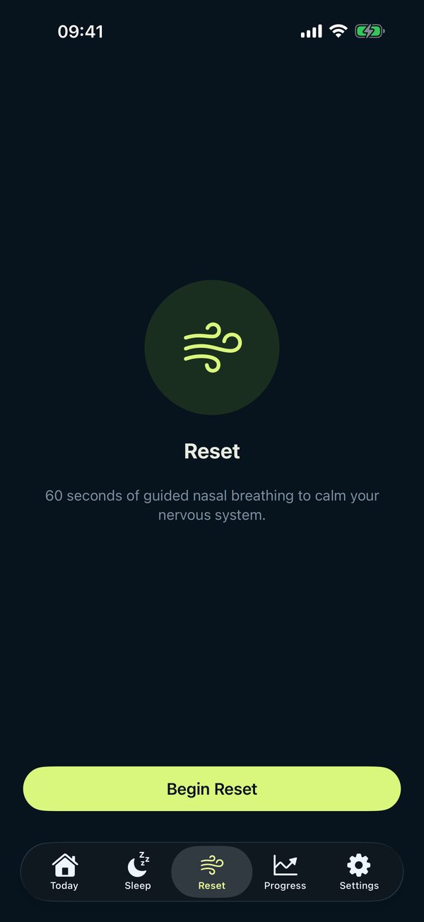 Nostril Breathing reset screen